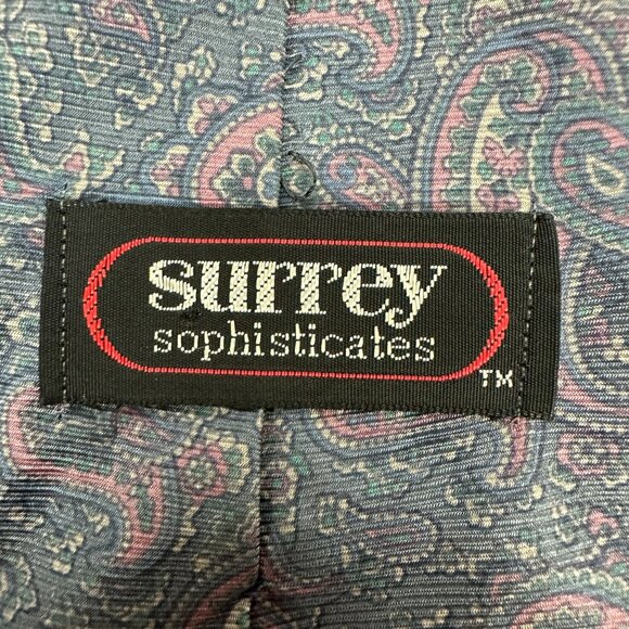 Vintage Surrey Sophisticates Paisley Necktie 100% Silk Made In USA - Picture 4 of 4